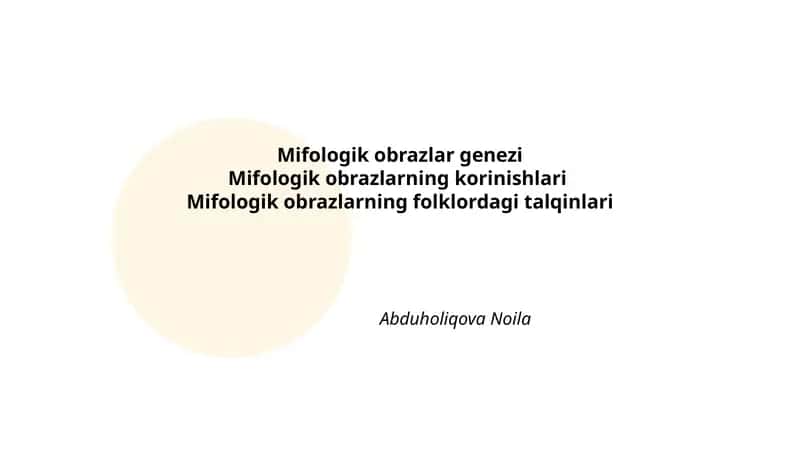 Mifologik obrazlar genezi 1