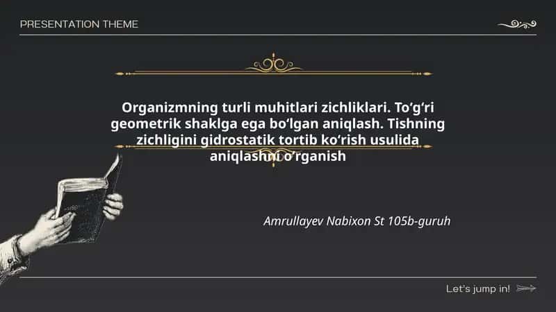 Organizmning turli muhitlari zichliklari 1