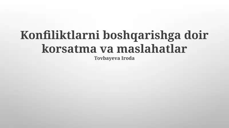 Mojarolarni boshqarish bo'yicha qo'llanma 1