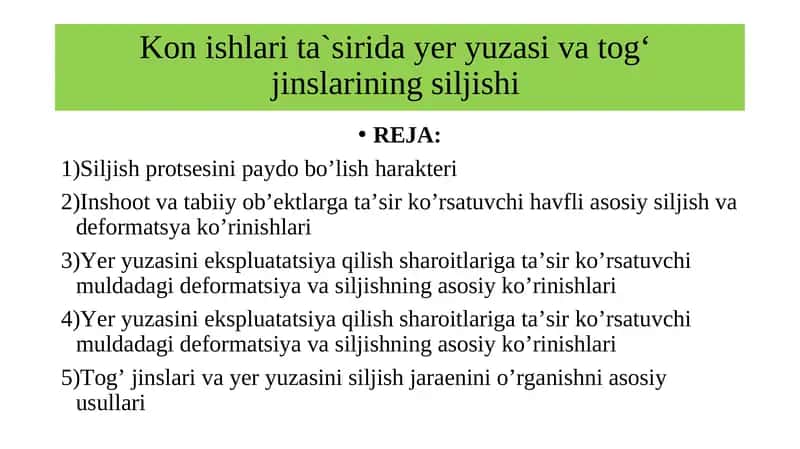 Yer yuzasi va tog‘ jinslarining siljishi 1
