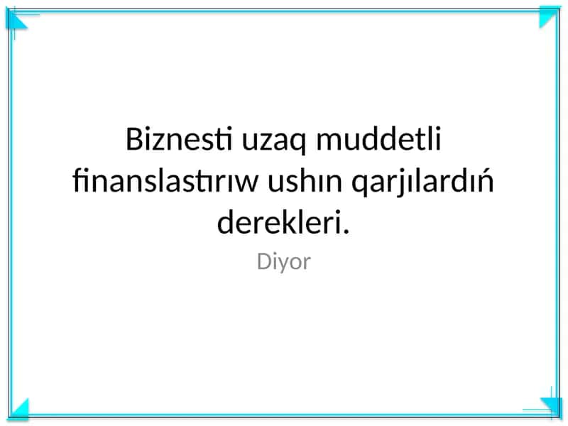 Biznes finanslastirish 1