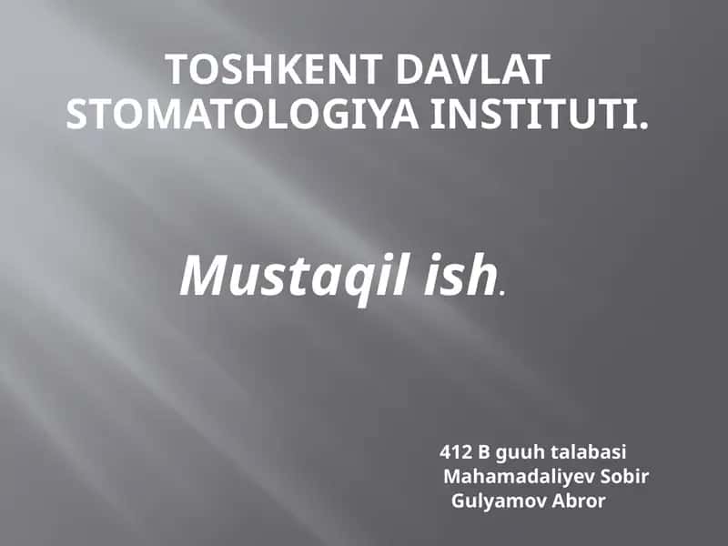 O’tkirostidavriodontogenosteomiyelit.surunkaliodontogenosteomiyelit.tekshirish,klinika,diagnostikavakompleksdavolashdajarrohvaortodontbajaradiganvazifalar 1