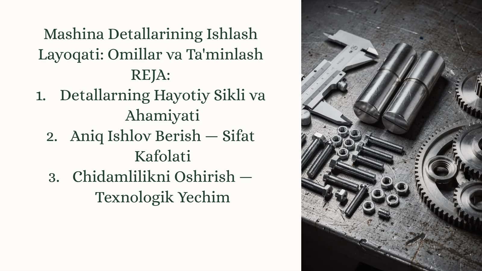 Mashina Detallarining Ishlash Layoqati: OmillarvaTa'minlash 1