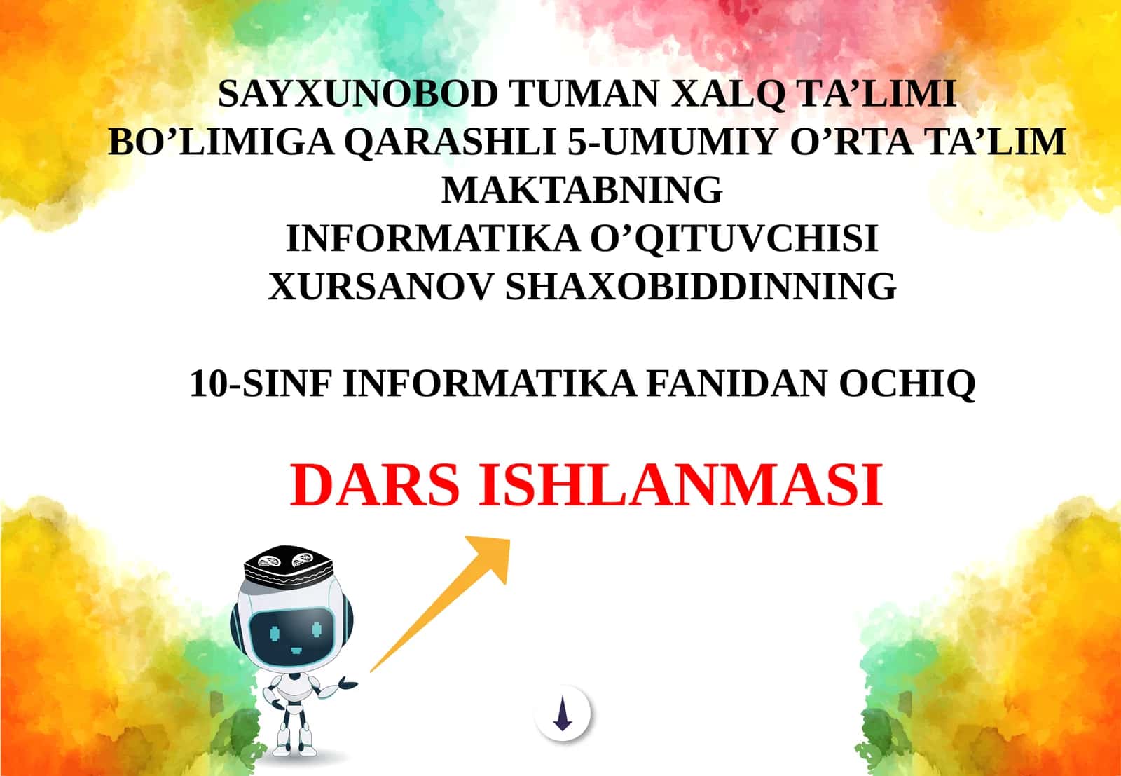 10-sinf Informatika fanidan Timer obyekti va undan foydalanish dars ishlanmasi 1