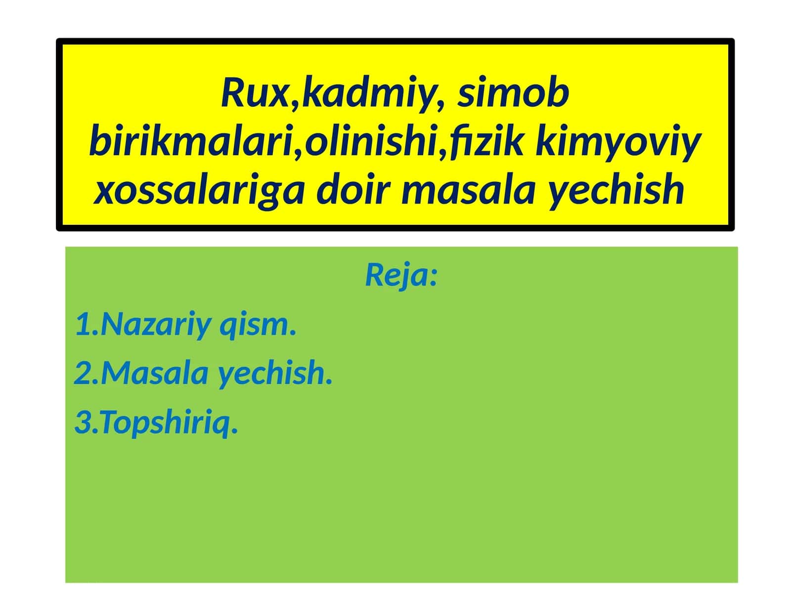 Rux, kadmiy, simob birikmalari olinishi 1