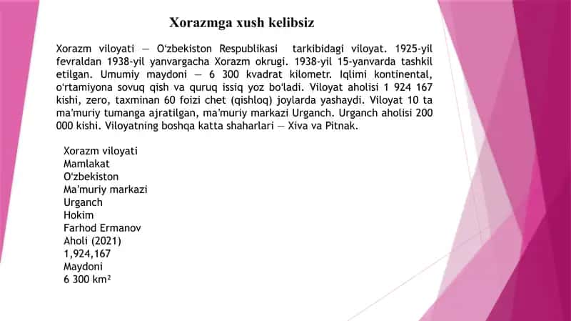Xorazm viloyati haqida 1