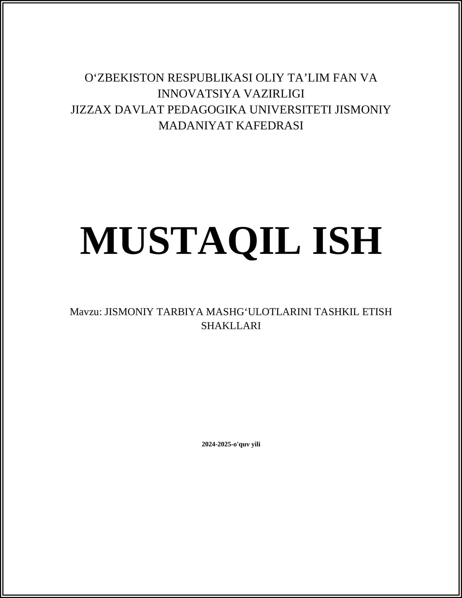 Jismoniy tarbiya mashg‘ulotlarini tashkil etish shakllari 1