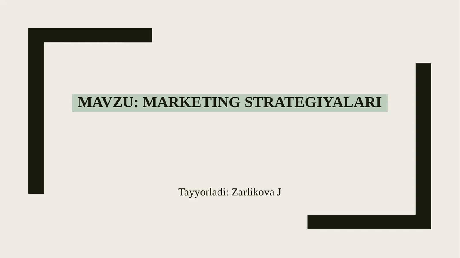 Marketing strategiyalari. slayt 12 list 1