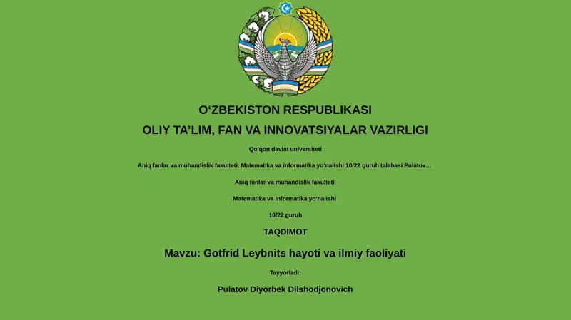 Gotfrid Leybnits hayoti va ilmiy faoliyati 1