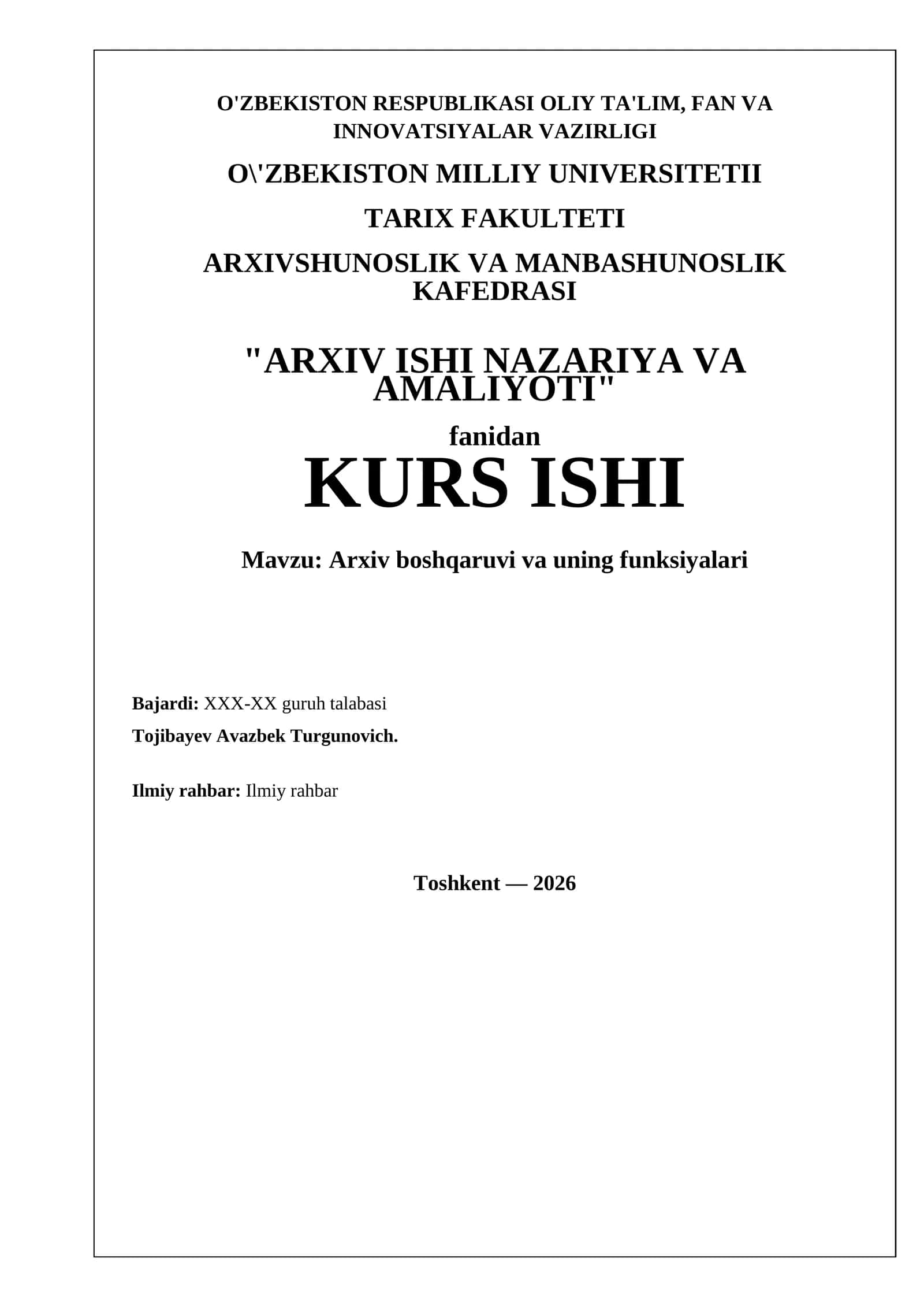 Arxiv boshqaruvi va uning funksiyalari 1