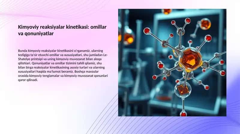 Kimyoviy reaksiyalar kinetikasi kimyoviy muvozanat va Le-Shatelye prinsipi 1
