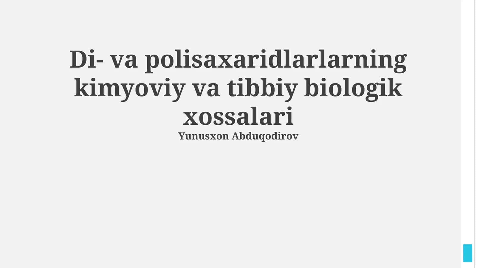 Di- va polisaxaridlarlarning kimyoviy va tibbiy biologik xossalari 1