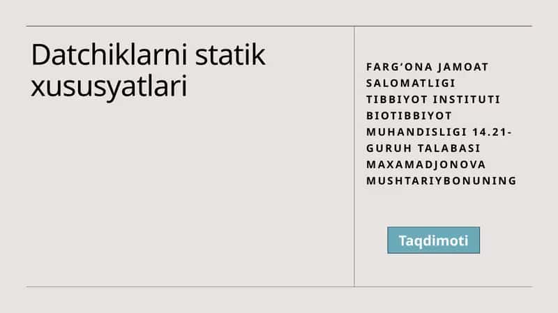 Datchiklarni statik xususyatlari 1