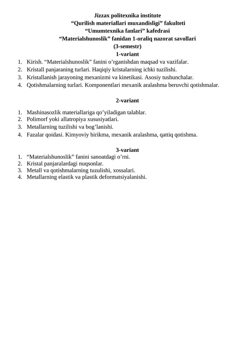 Materialshunoslik 1
