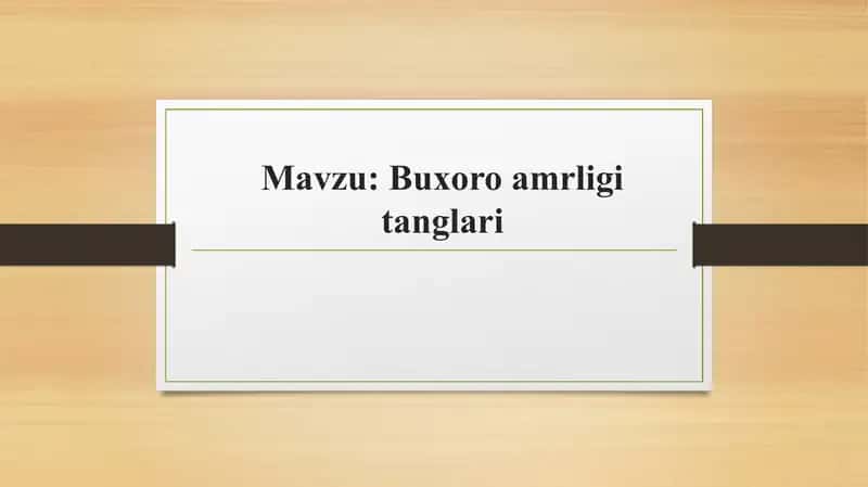 Buxoro amrligi tanglari 1