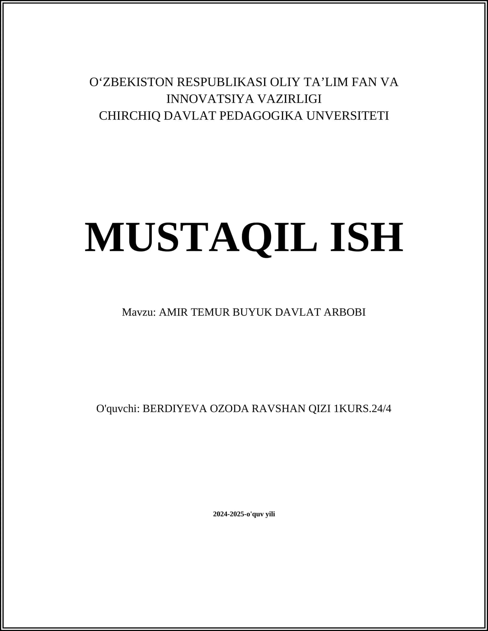 AMIR TEMUR BUYUK DAVLAT ARBOBI 1