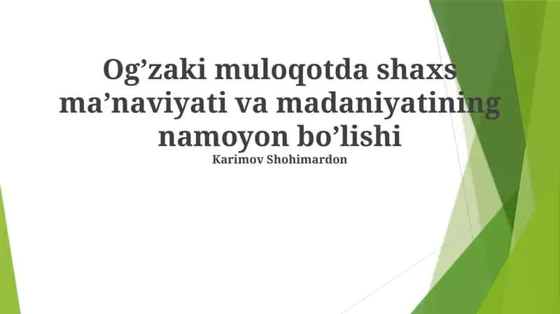 Madaniy stereotiplar va ogʻzaki muloqot 1