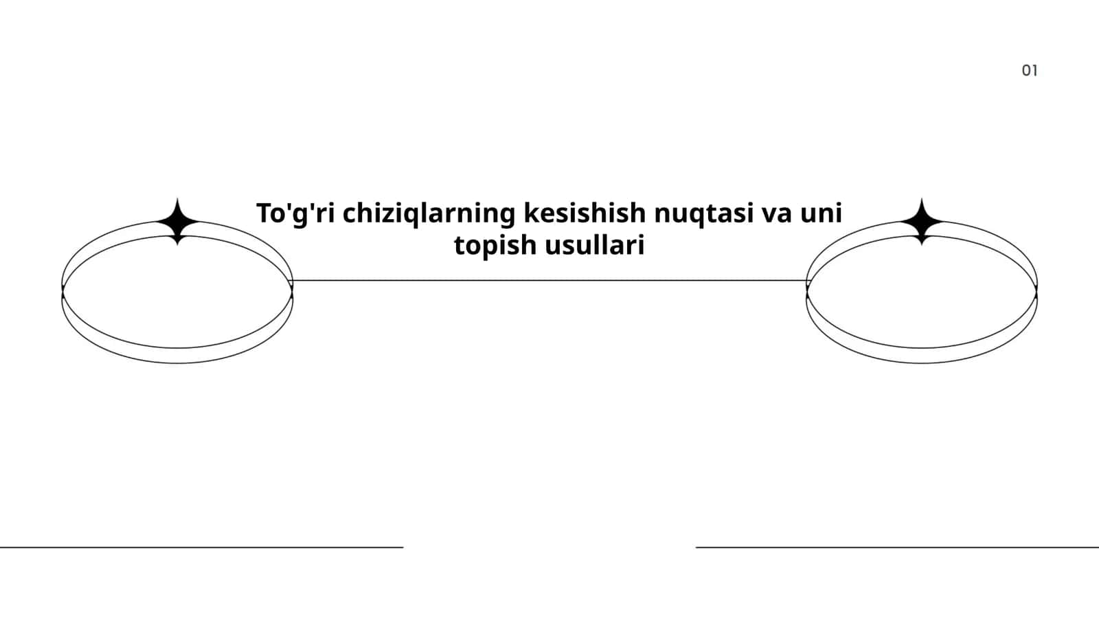To'g'ri chiziqlarning kesishish nuqtasi va uni topish usullari 1