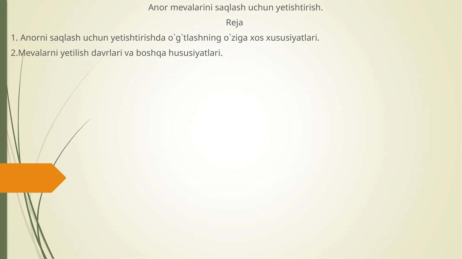 Anor mevalarini saqlash uchun yetishtirish 1