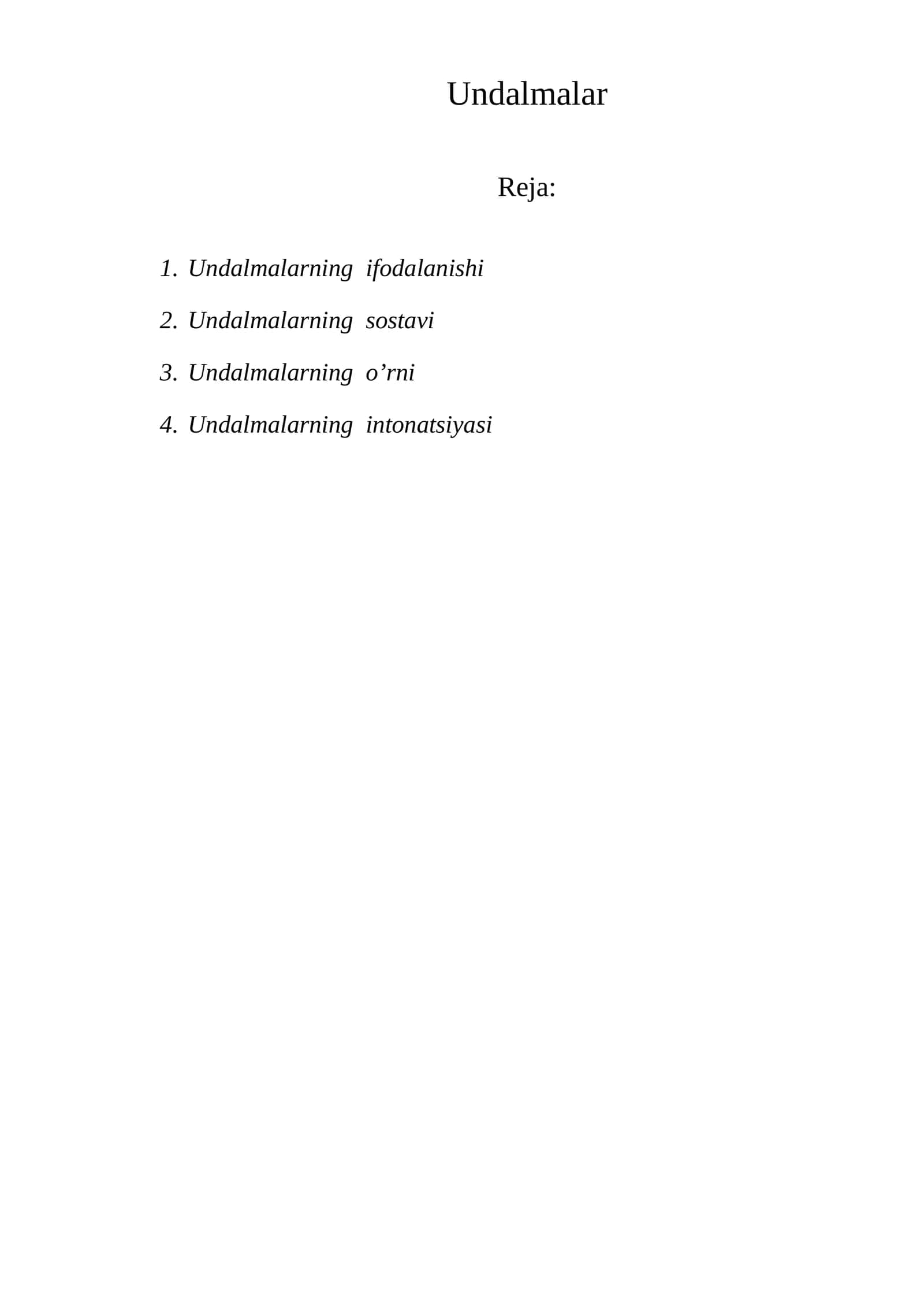 Undalmalar 1