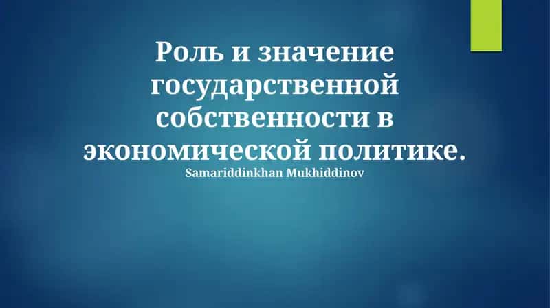 Роль и значение государственной собственности в экономической политике 1