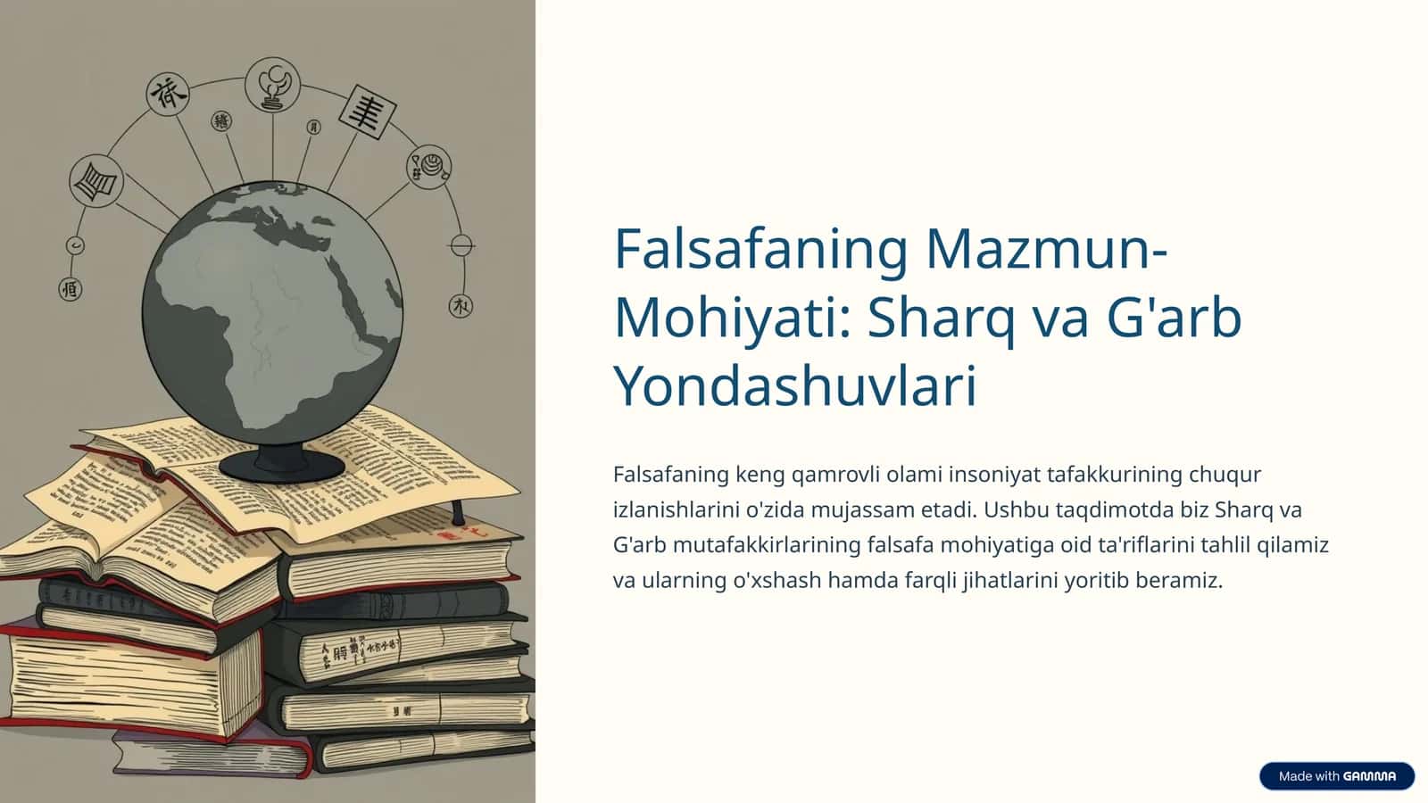 Falsafaning Mazmun-Mohiyati: Sharq va G'arb Yondashuvlari 1