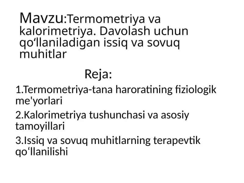 Termometriya va Kalorimetriya 1