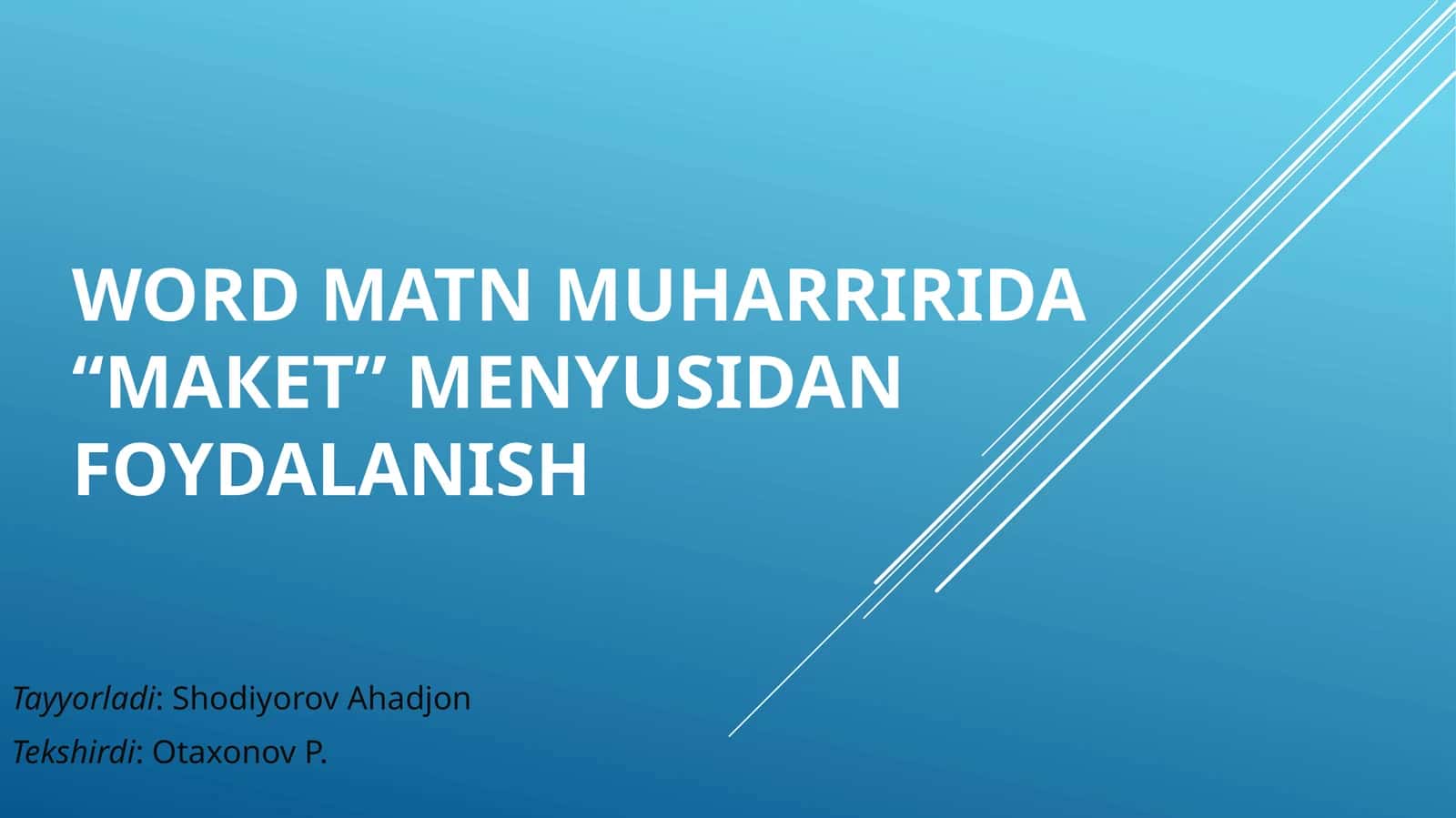Wordmatnmuharririda“макет”menyusidanfoydalanish 1