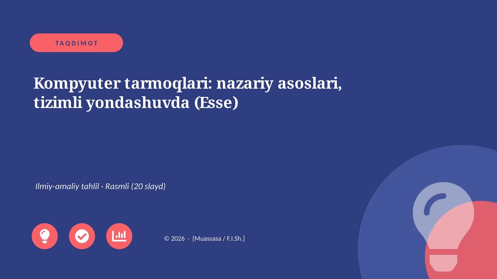 Kompyuter tarmoqlari: nazariy asoslari, tizimli yondashuvda (Esse) 1