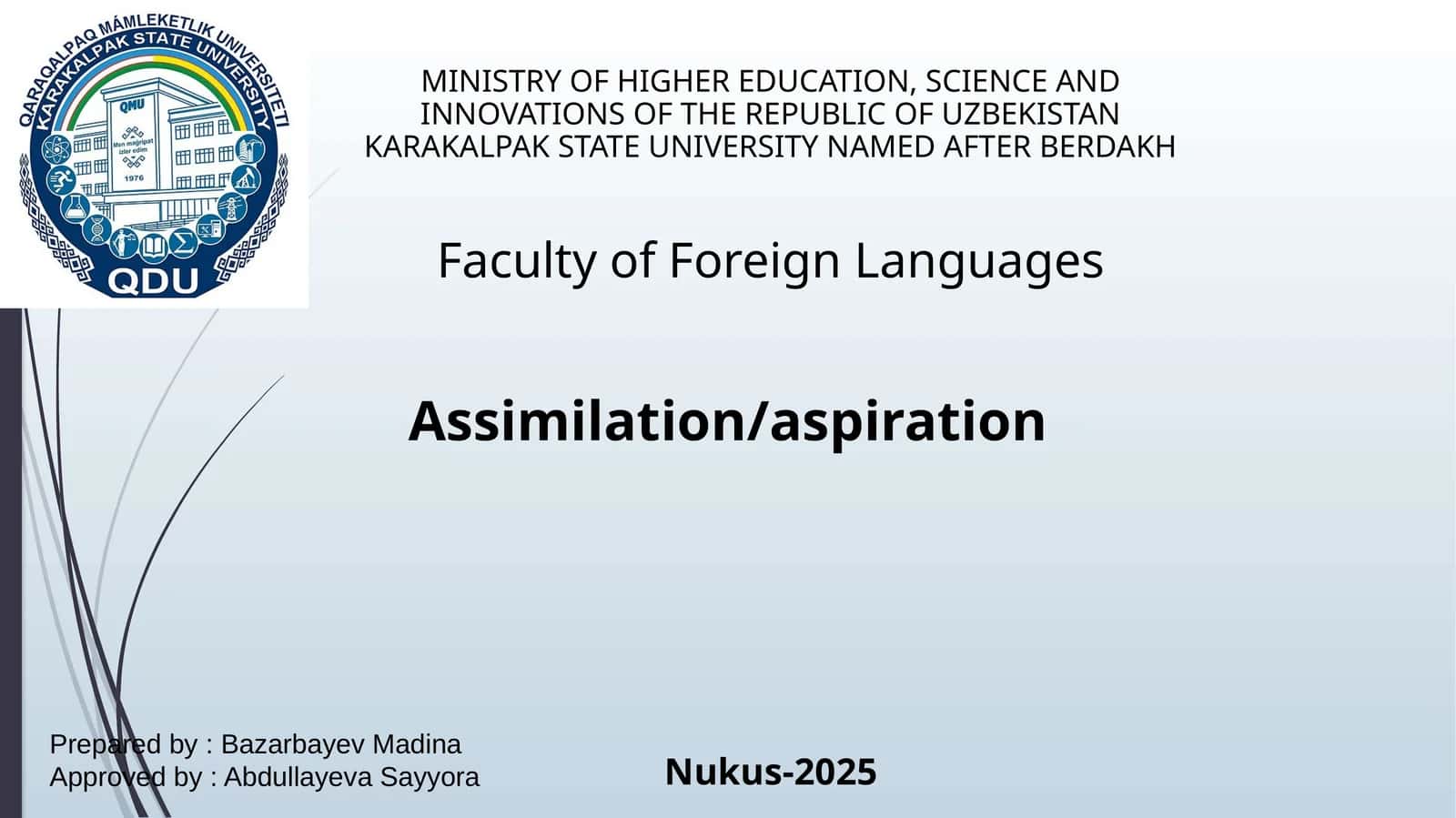 Assimilation/aspiration 1