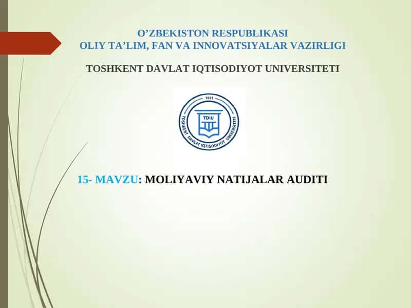 Moliyaviy natijalar auditining maqsadi va vazifalari 1