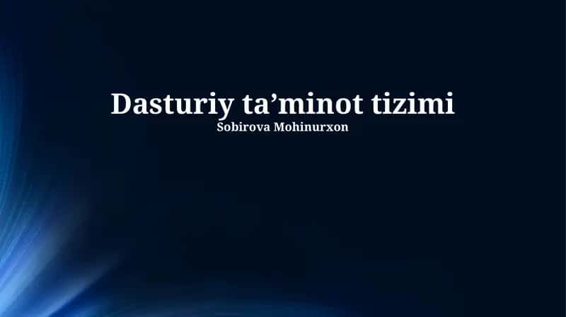 Dasturiy Ta'minot Tizimi 1