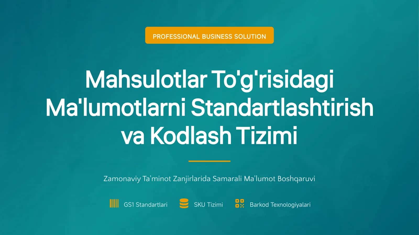 Mahsulotlar To'g'risidagi Ma'lumotlarni Standartlashtirish va Kodlash Tizimi 1