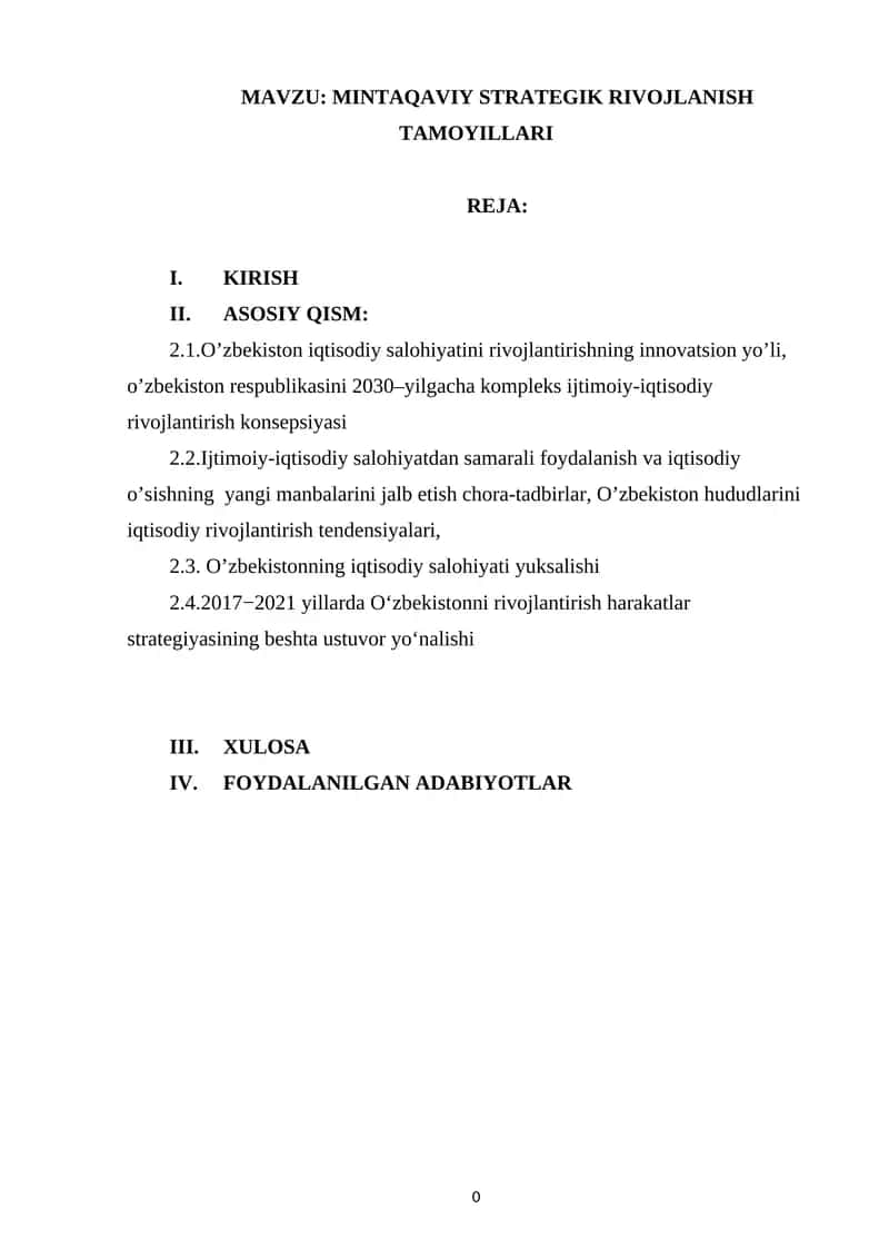 MINTAQAVIY STRATEGIK RIVOJLANISH TAMOYILLARI 1
