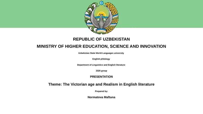 The Victorian age and Realism in English literature 1