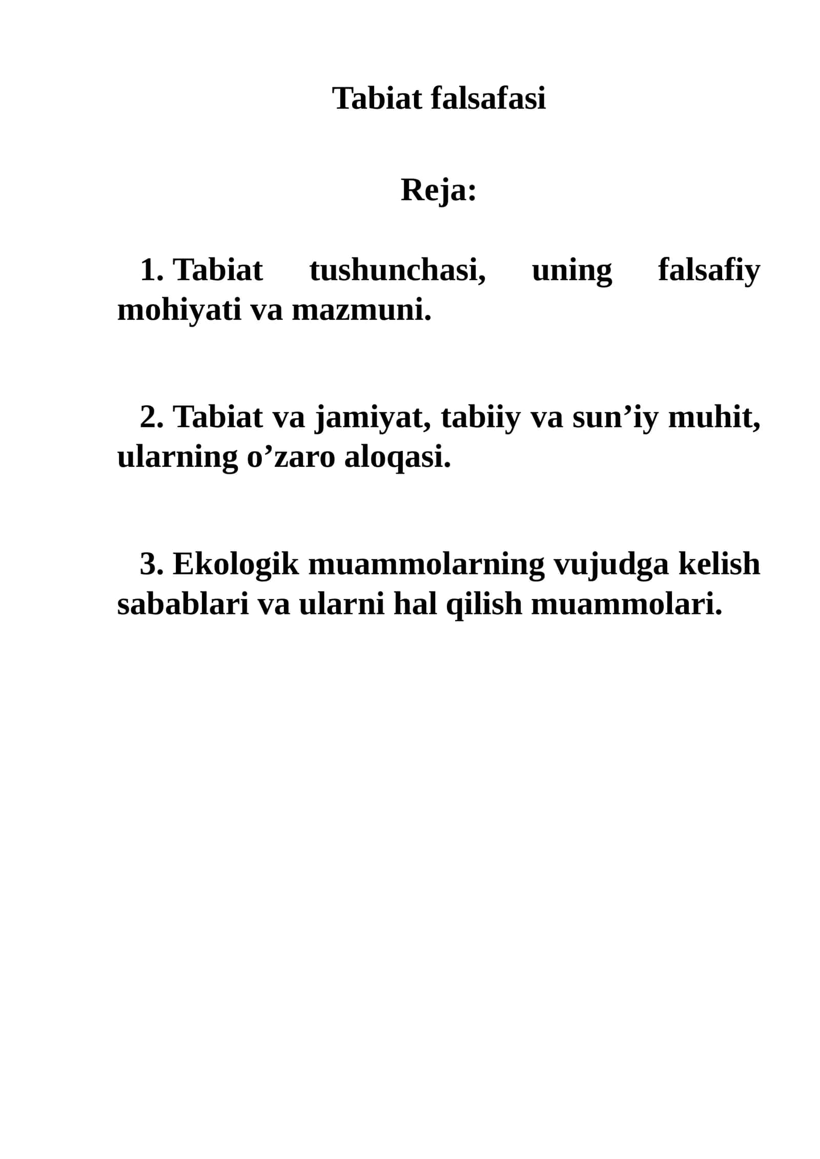 Tabiat falsafasi 1