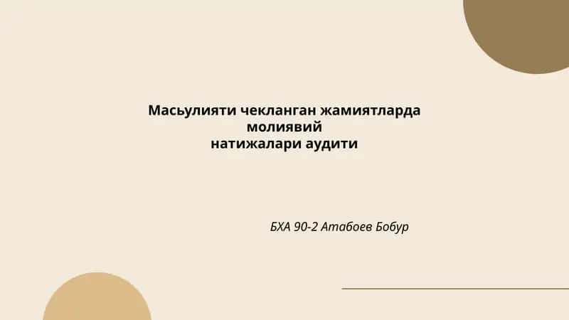 Масьулияти чекланган жамиятларда молиявий натижалари аудити 1
