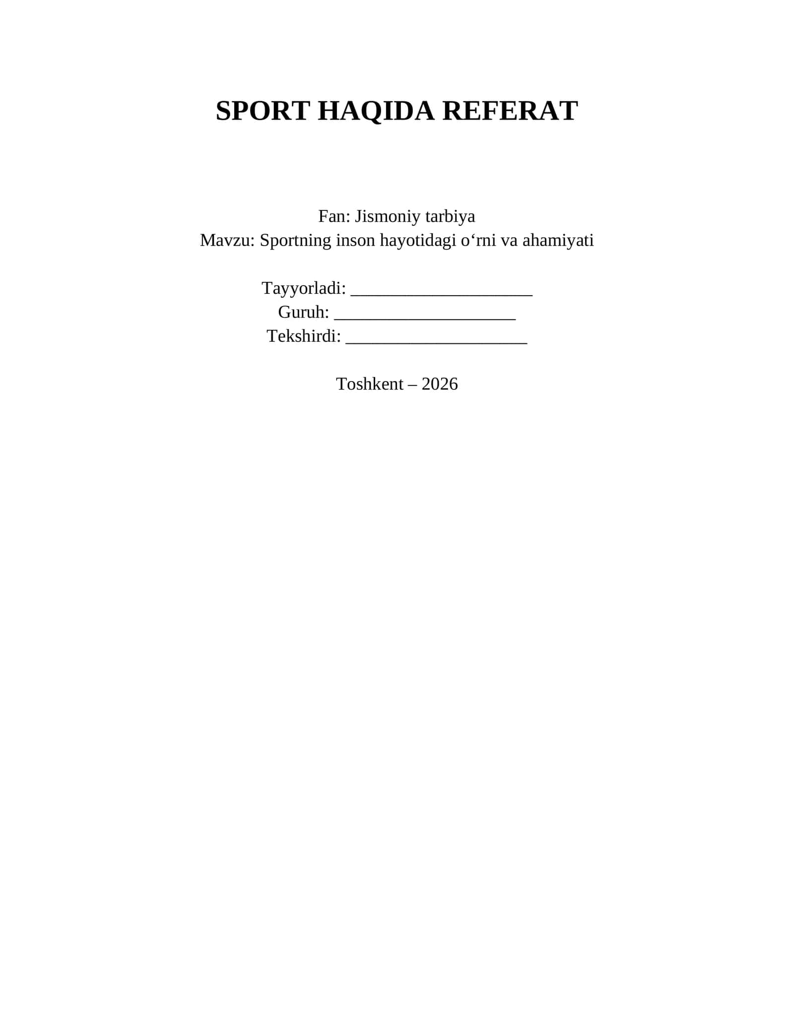 SPORT HAQIDA REFERAT 1