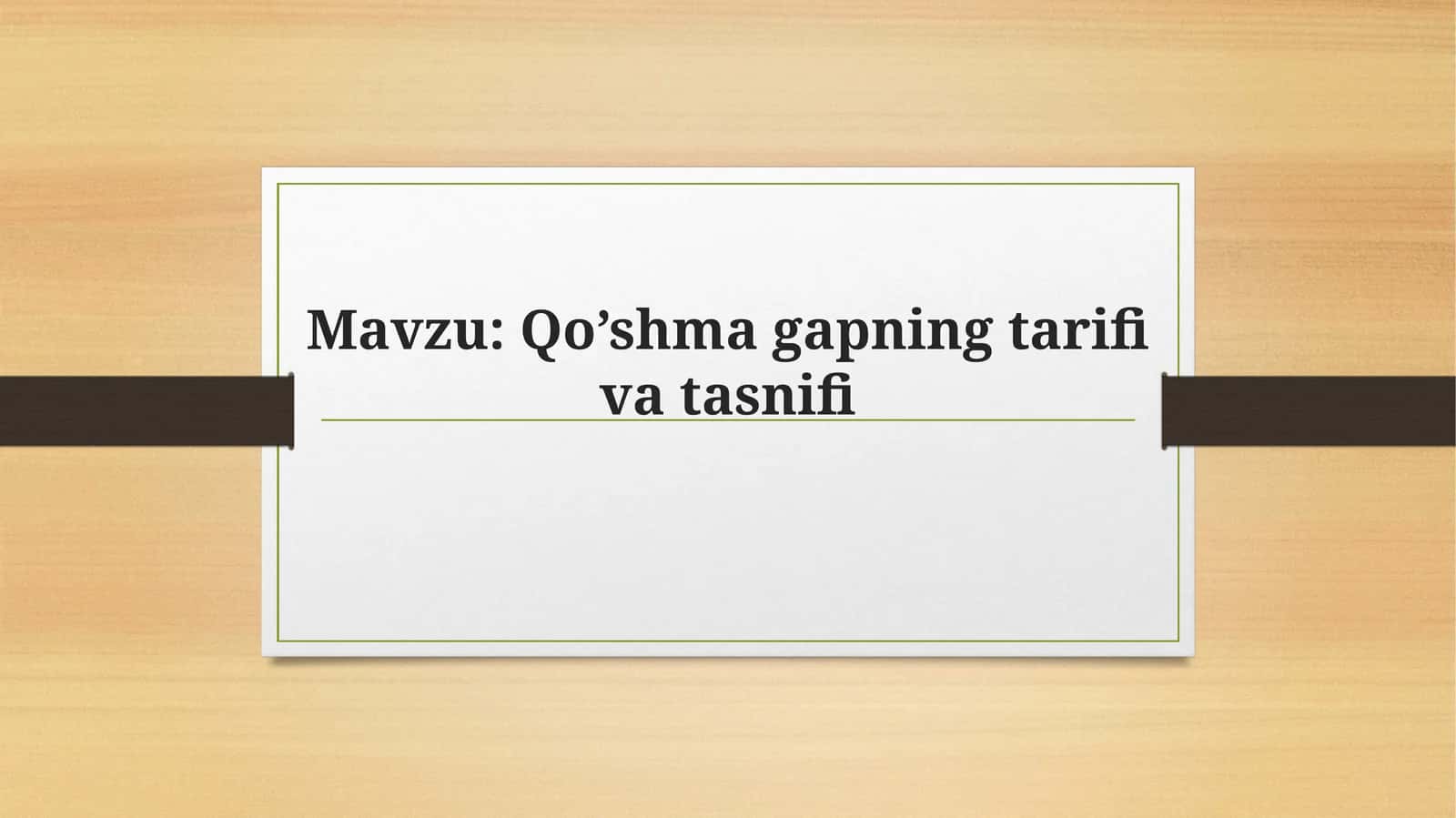Qo’shmagapning tarifi va tasnifi 1