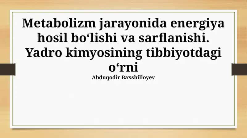 Yadro kimyosining tibbiyotdagi roli 1
