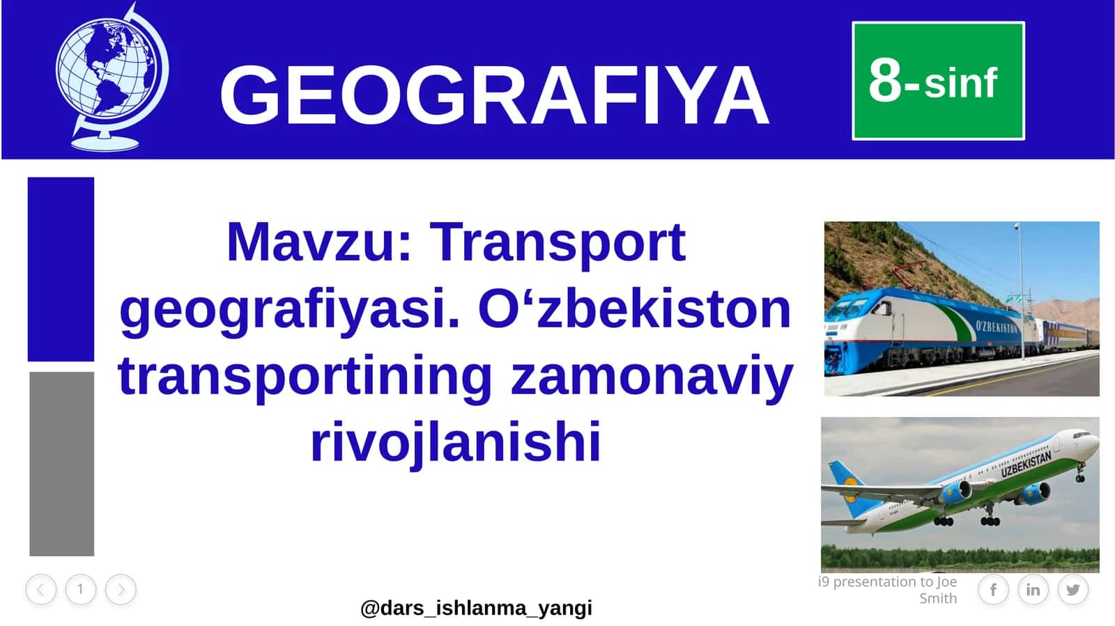 Transportgeografiyasi.O‘zbekistontransportiningzamonaviyrivojlanishi 1