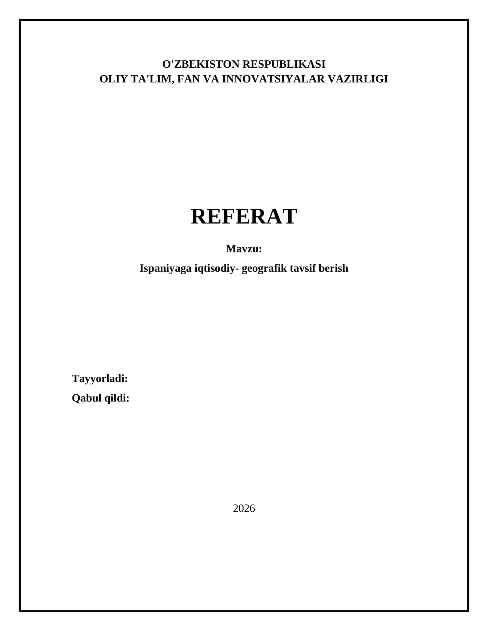 Ispaniyaga iqtisodiy-geografik tavsif berish 1