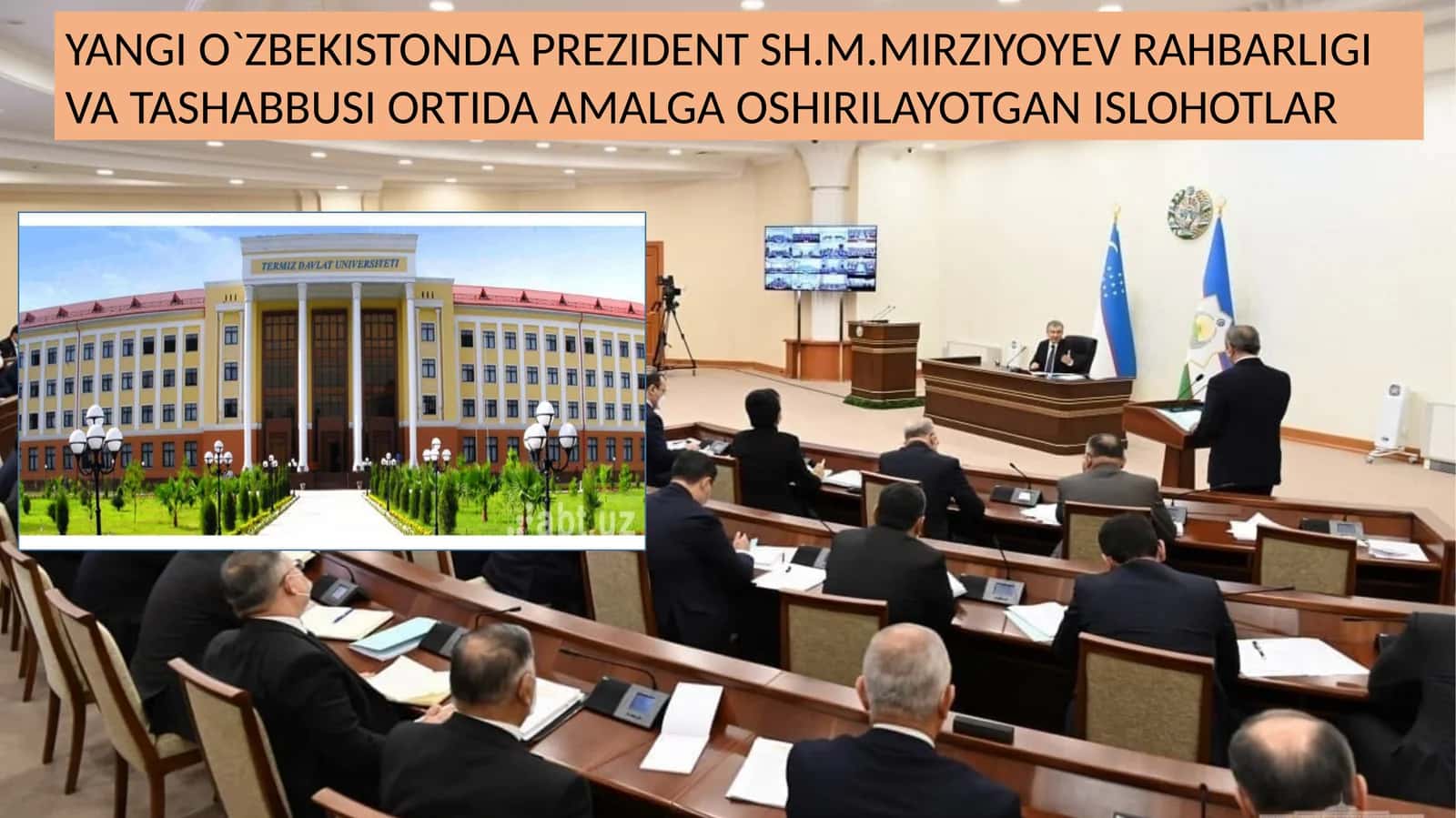 YANGI O`ZBEKISTONDA PREZIDENT SH.M.MIRZIYOYEV RAHBARLIGI VA TASHABBUSI ORTIDA AMALGA OSHIRILAYOTGAN ISLOHOTLAR 1