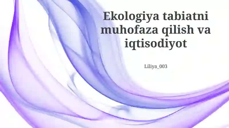 Ekologiya tabiatni muhofaza qilish va iqtisodiyot