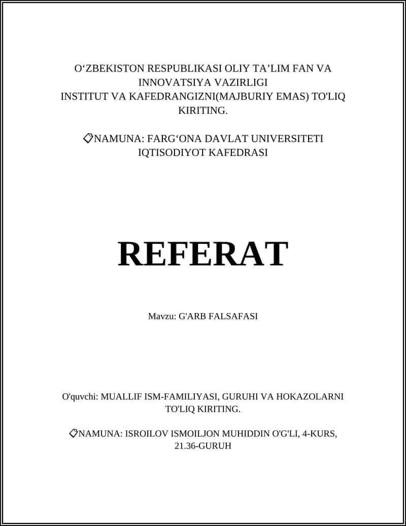Antik G'arb Falsafasi 1