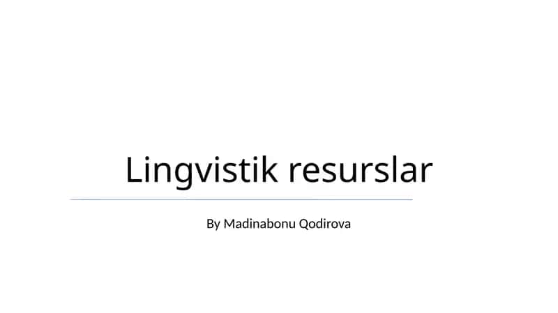 Til Resurslari turlari 1