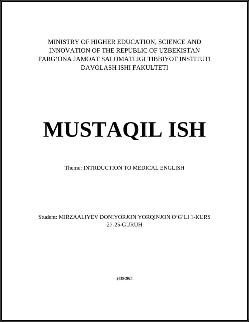 Overview and Aims of Introduction to Medical English 1