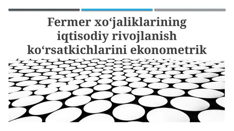 Fermer xo‘jaliklarining iqtisodiy rivojlanish ko‘rsatkichlarini ekonometrik modellashtirish 1