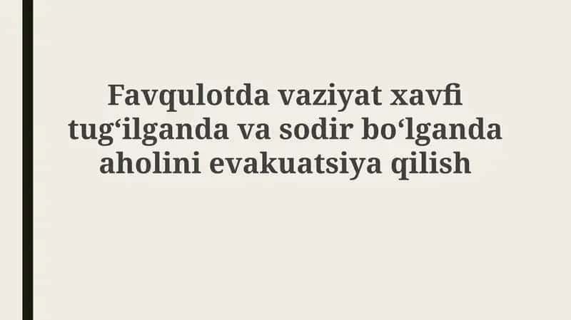 Favqulodda vaziyatlarda evakuatsiya qilish 1