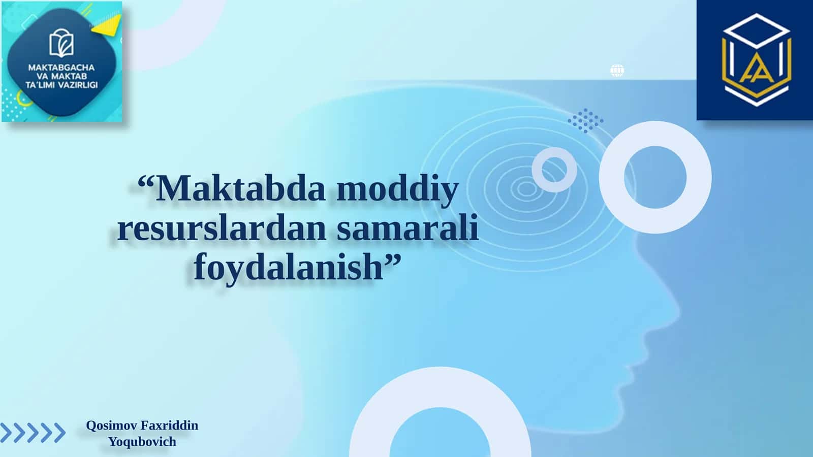 Maktabda moddiy resurslardan samarali foydalanish. taqdimot 1